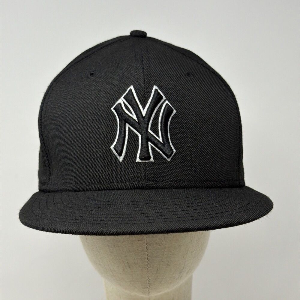 New Era 59FIFTY New York Yankees Hat 7 1/2 Black Wool MLB Fitted Cap